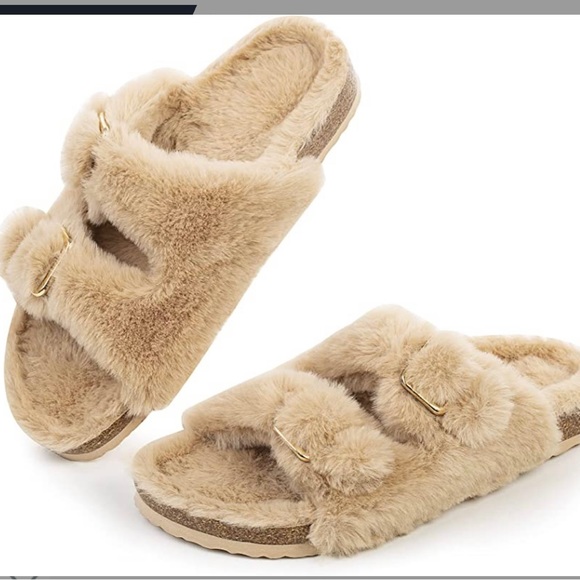 Shoes Faux Fur Like New Knockoff Birkenstocks W 2 Adjustable Rose